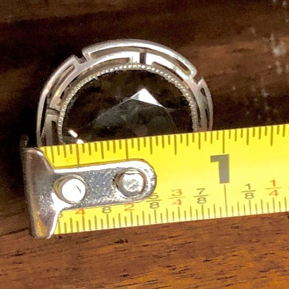Faceted Smokey Quartz and Sterling Silver Vintage Cocktail Ring Size 6 - Picture 5 of 9